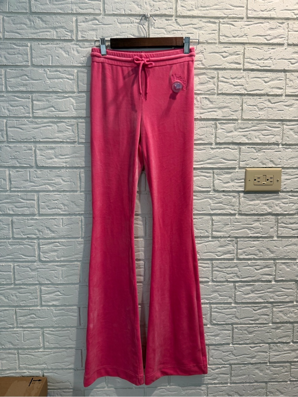 Moschino Kids Hot Pink Velour Flared Joggers
